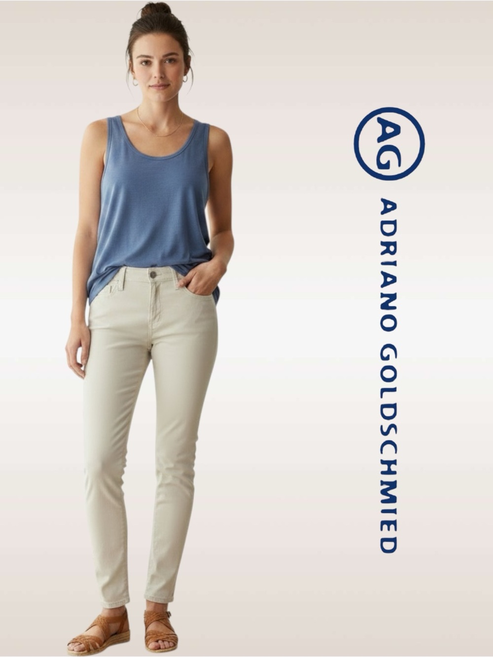 Adriano Goldschmied Prima Crop Cigarette Leg White Pants Size 26 R Summer Jeans